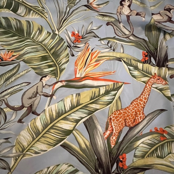 Tropical Monkey and Giraffe Print Ann Taylor Short Sleeve Shirt - Picture 7 of 11